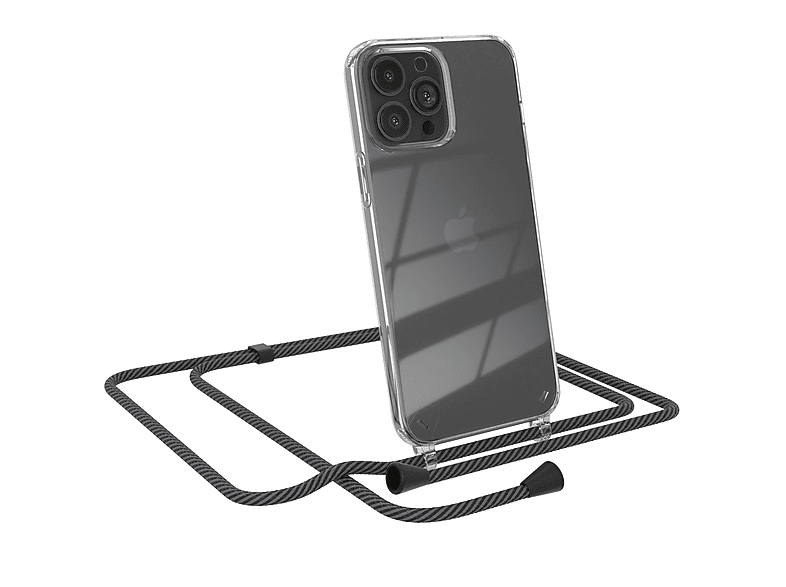 EAZY CASE Clear Cover Pro Anthrazit Apple, mit Umhängeband, 13 iPhone Max, Umhängetasche