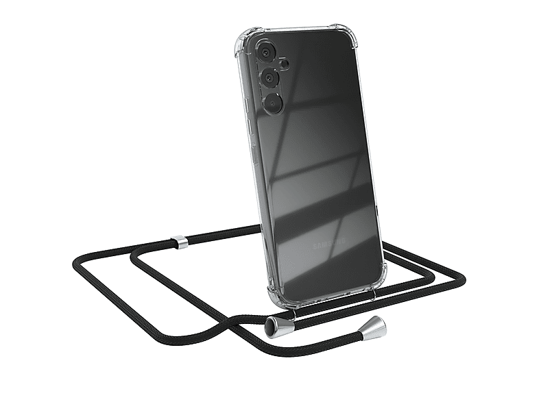 EAZY CASE Clear Cover mit Umhängetasche, / Galaxy Silber Umhängeband, Schwarz Clips Samsung, A34