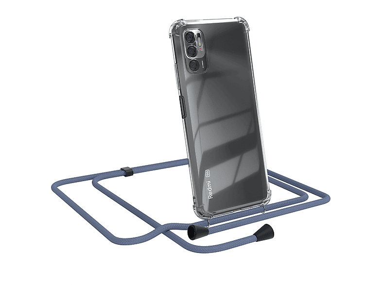 EAZY CASE Clear Cover mit Umhängeband, Umhängetasche, Xiaomi, Redmi Note 10 5G, Blau