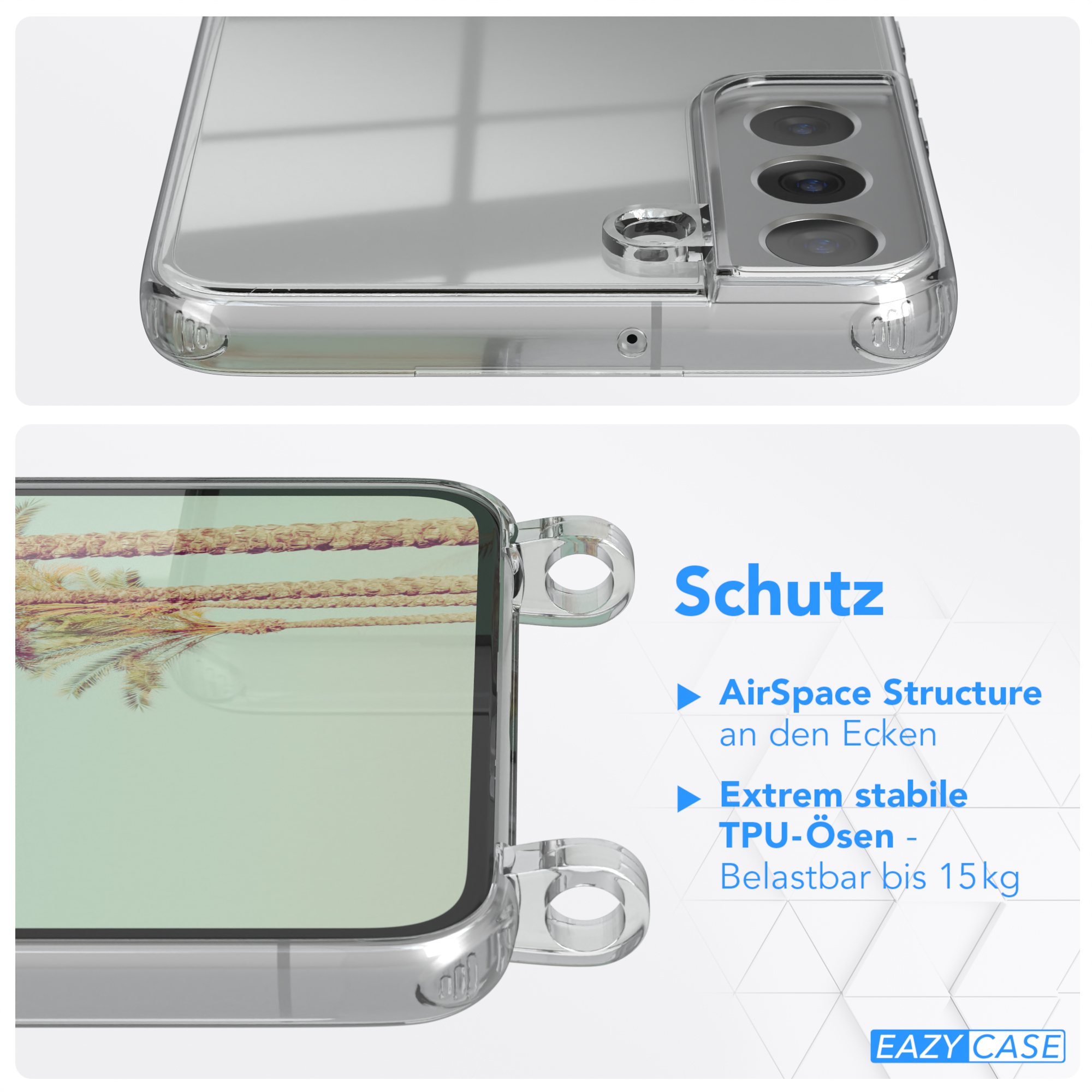 EAZY CASE Umhängetasche, Cover S22 Galaxy Grün Plus mit Weiß Clear Samsung, 5G, Umhängeband