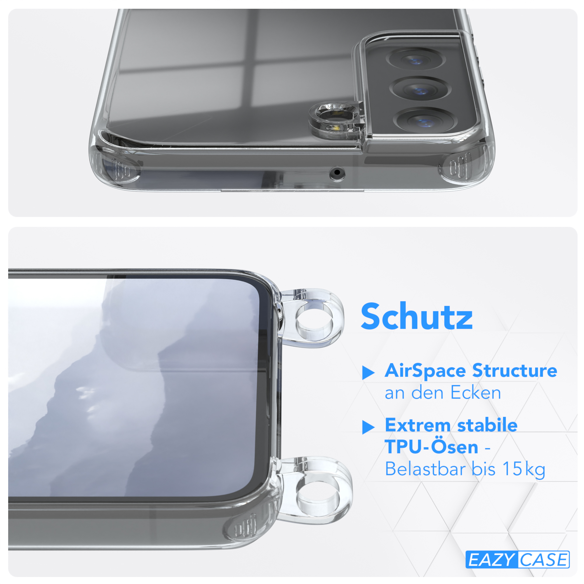 EAZY CASE Clear Umhängeband, Galaxy Blau Cover mit Samsung, Umhängetasche, 5G, S22