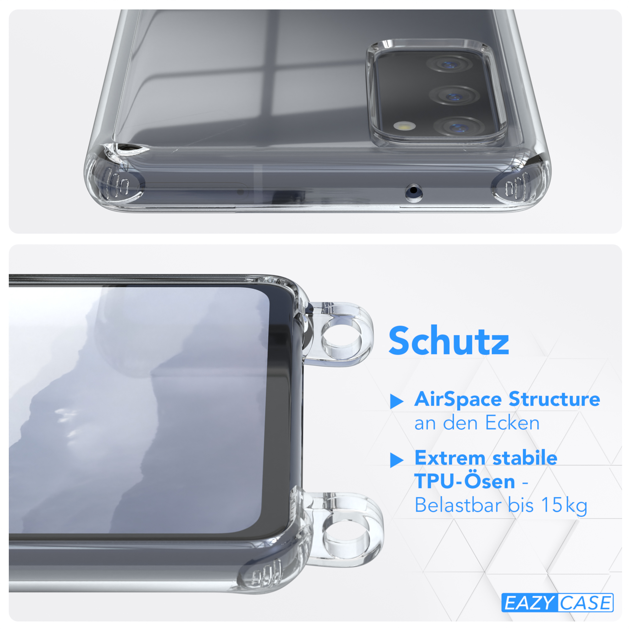 CASE FE Cover Clear / Blau S20 Samsung, FE 5G, S20 mit Galaxy Umhängetasche, Umhängeband, EAZY