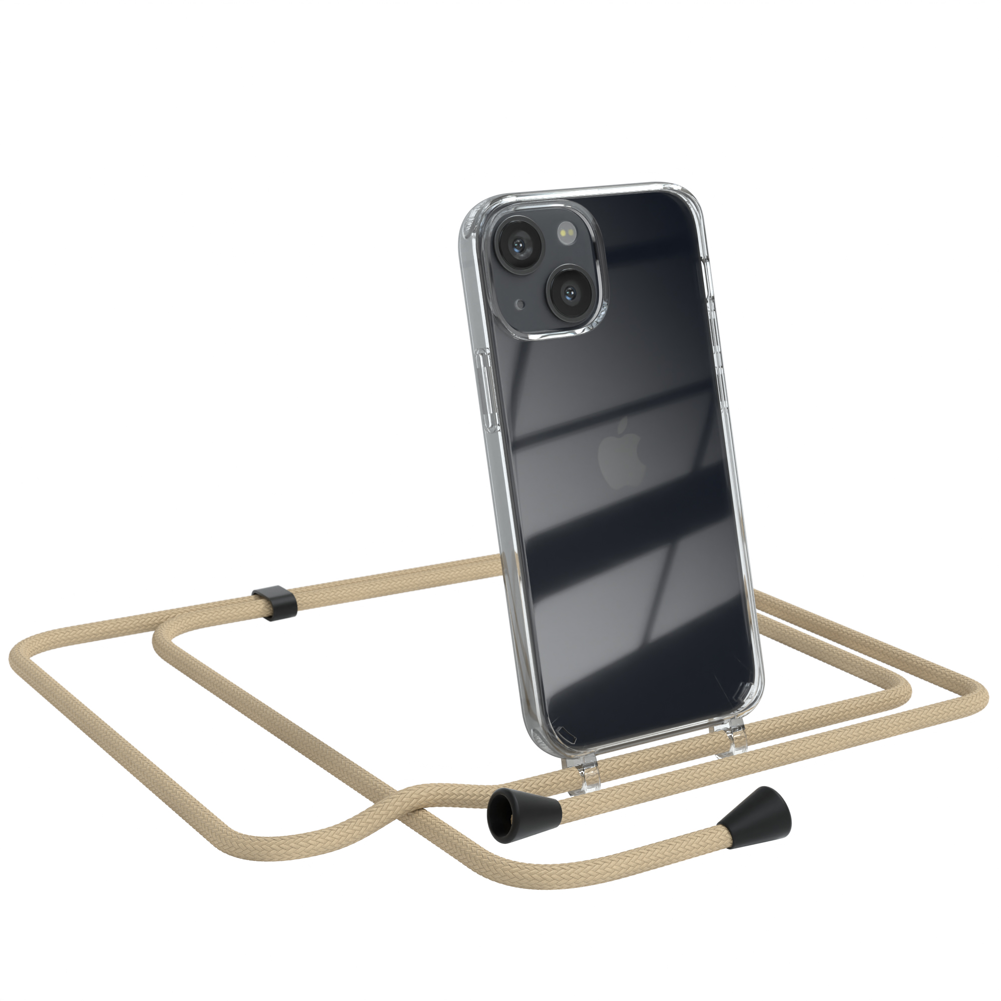 EAZY Umhängeband, iPhone Umhängetasche, Mini, CASE Apple, mit 13 Clear Cover Taupe Beige