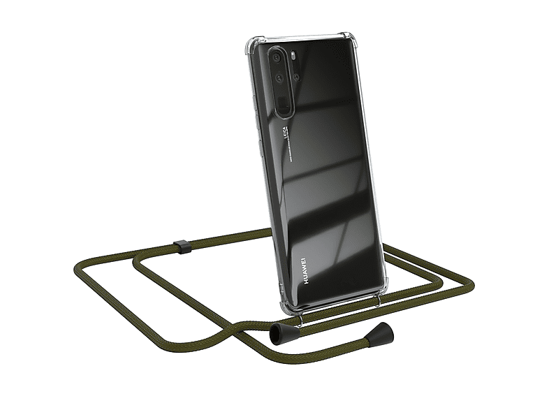 EAZY CASE Clear Cover mit Umhängeband, Umhängetasche, Huawei, P30 Pro, Olive Grün