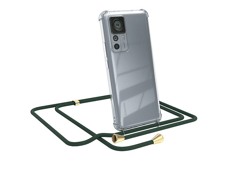 EAZY CASE Clear / 12T Xiaomi, mit Umhängeband, / 12T Cover Clips Umhängetasche, Grün Gold Pro