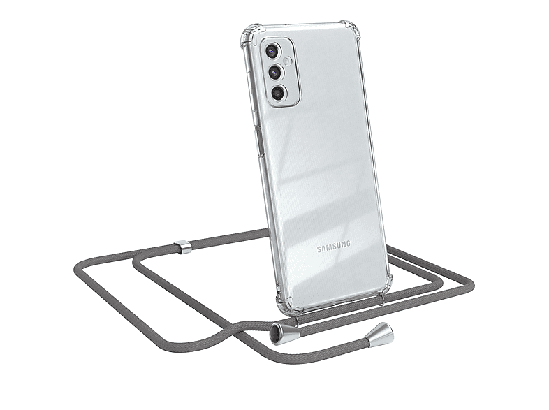 EAZY CASE Clear / Clips 5G, mit Grau Umhängeband, Umhängetasche, M52 Samsung, Galaxy Silber Cover