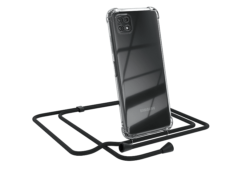 EAZY CASE Clear Cover Samsung, Galaxy 5G, mit Umhängetasche, A22 Umhängeband, Schwarz