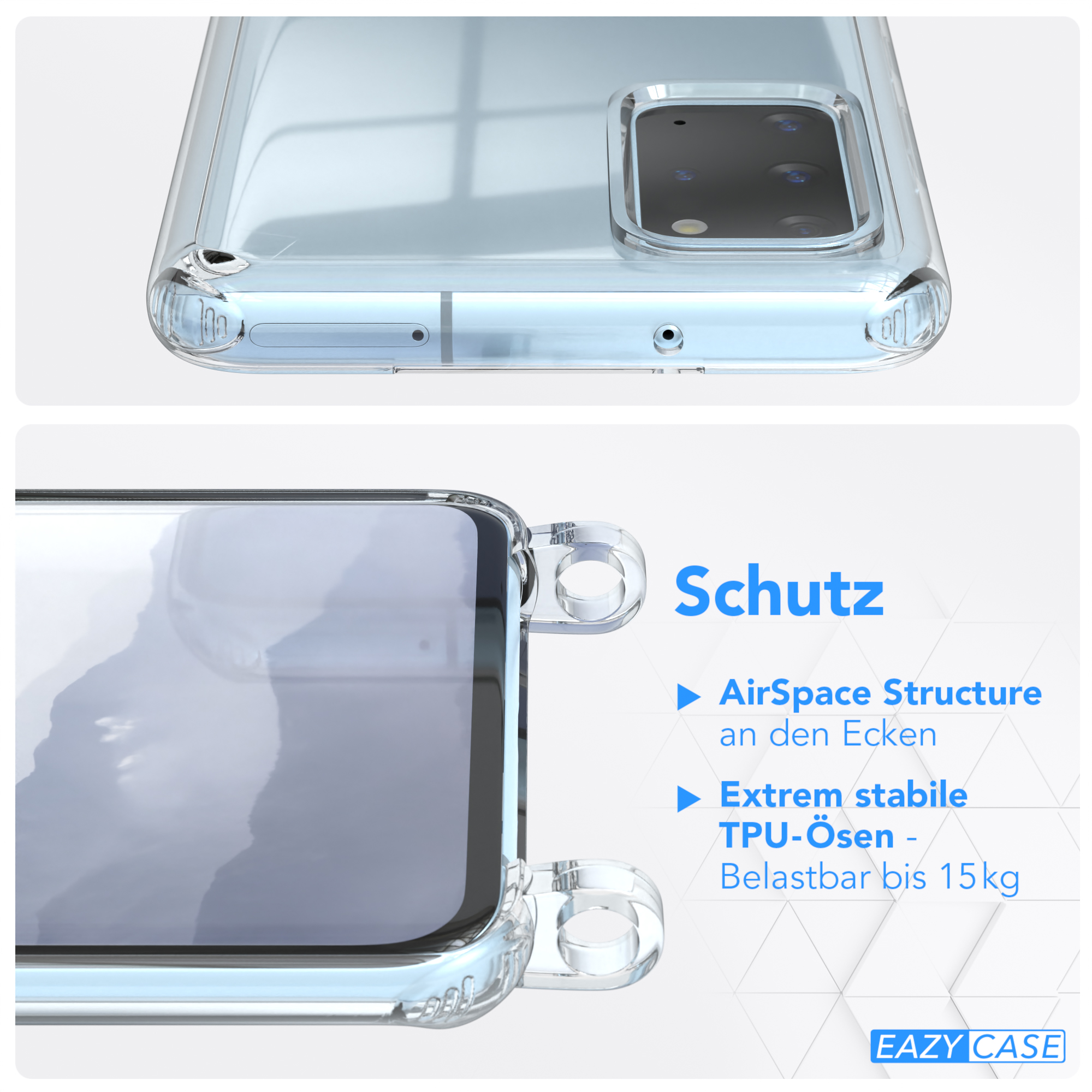 mit S20 / Umhängetasche, Blau EAZY Clear Cover Plus Plus 5G, Umhängeband, CASE Samsung, S20 Galaxy