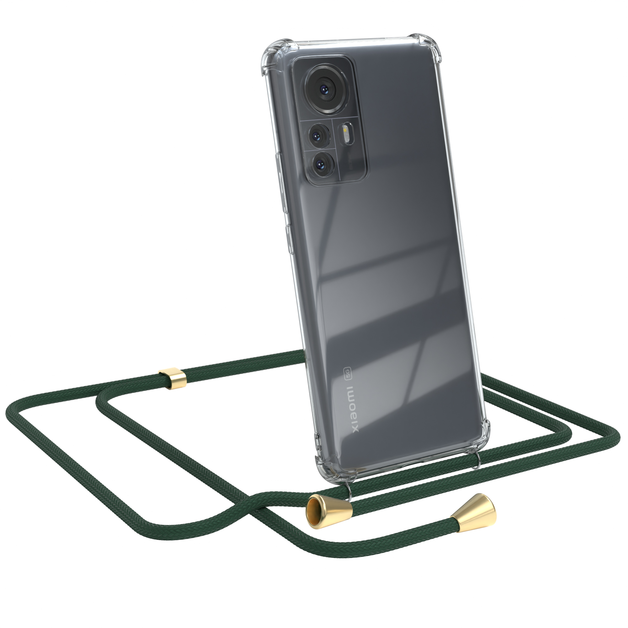 Clips CASE Gold Xiaomi, EAZY mit Umhängeband, / Cover Clear Umhängetasche, Grün Pro, 12
