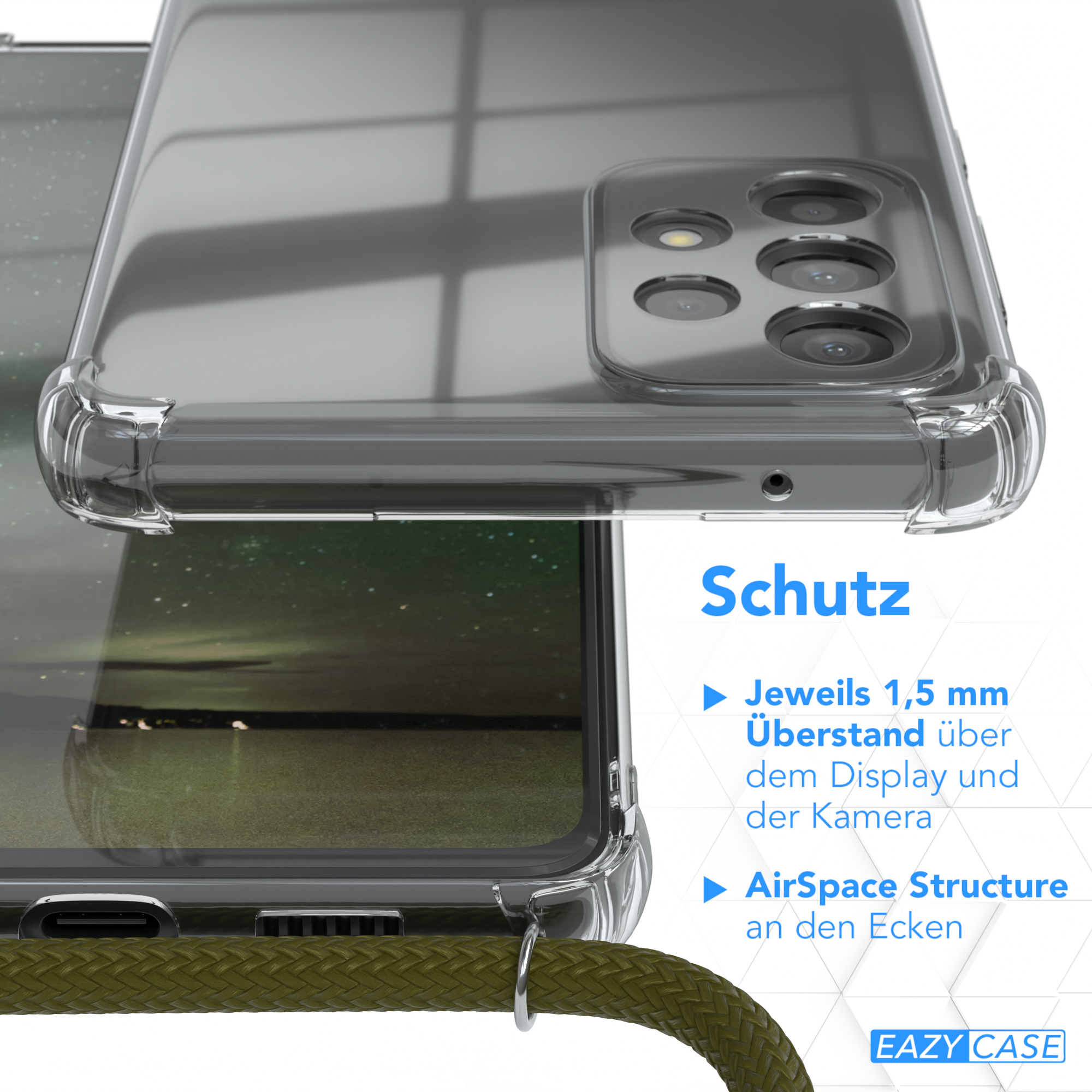Nahaufnahme einer Handyhülle, die Schutzdetails zeigt.