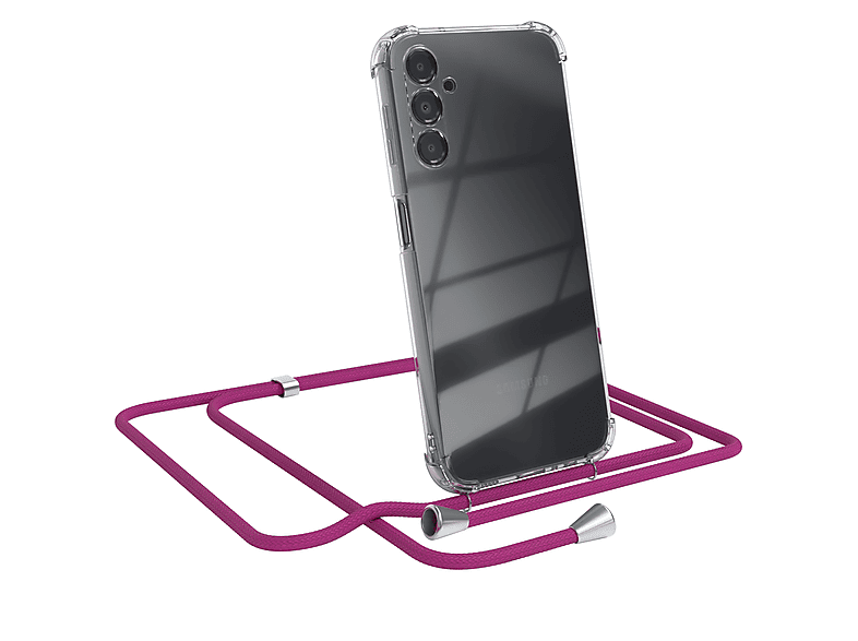 / A14 Cover Clips mit EAZY Pink Umhängeband, 5G, CASE Silber Samsung, Umhängetasche, Clear Galaxy