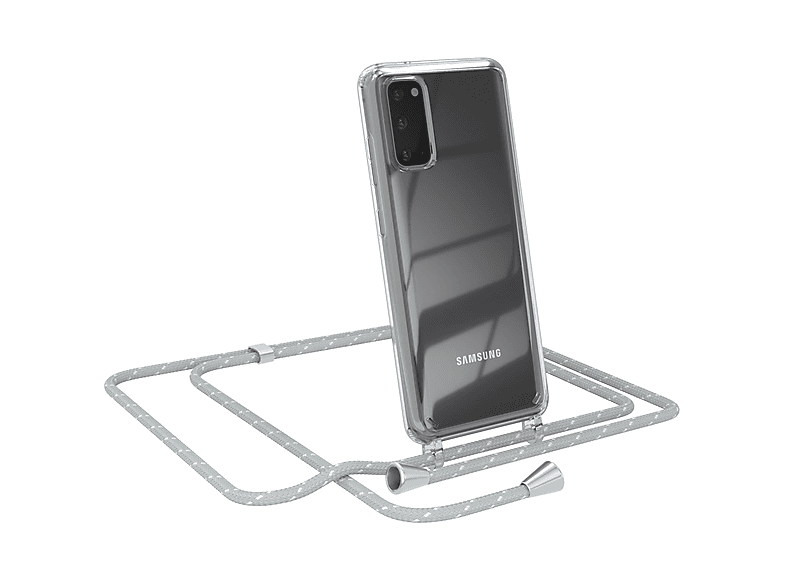 EAZY CASE Clear Hellgrau S20, Umhängeband, mit Weiß Samsung, Cover Umhängetasche, Galaxy