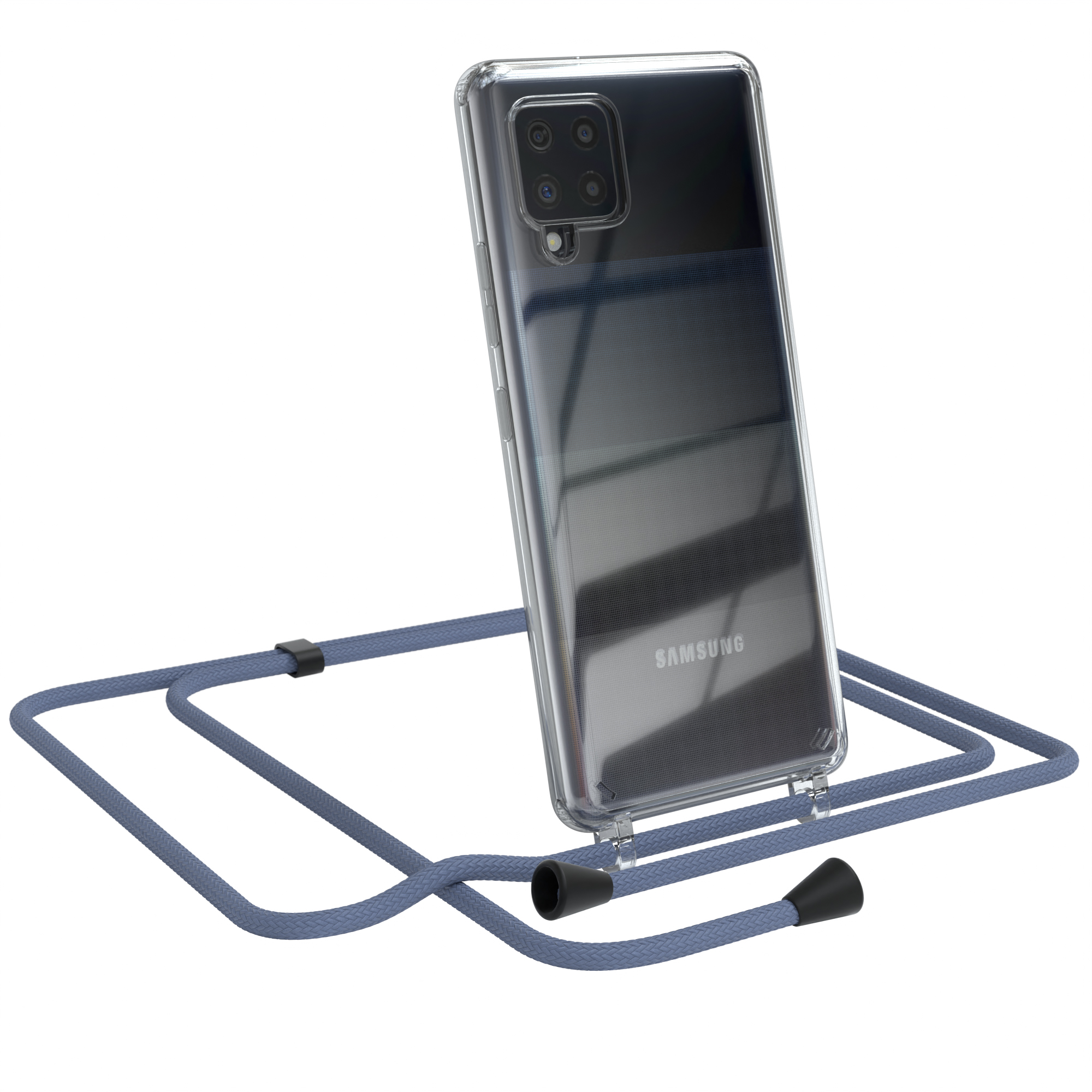 EAZY CASE Clear Cover Samsung, mit Blau Umhängetasche, Galaxy A42 5G, Umhängeband