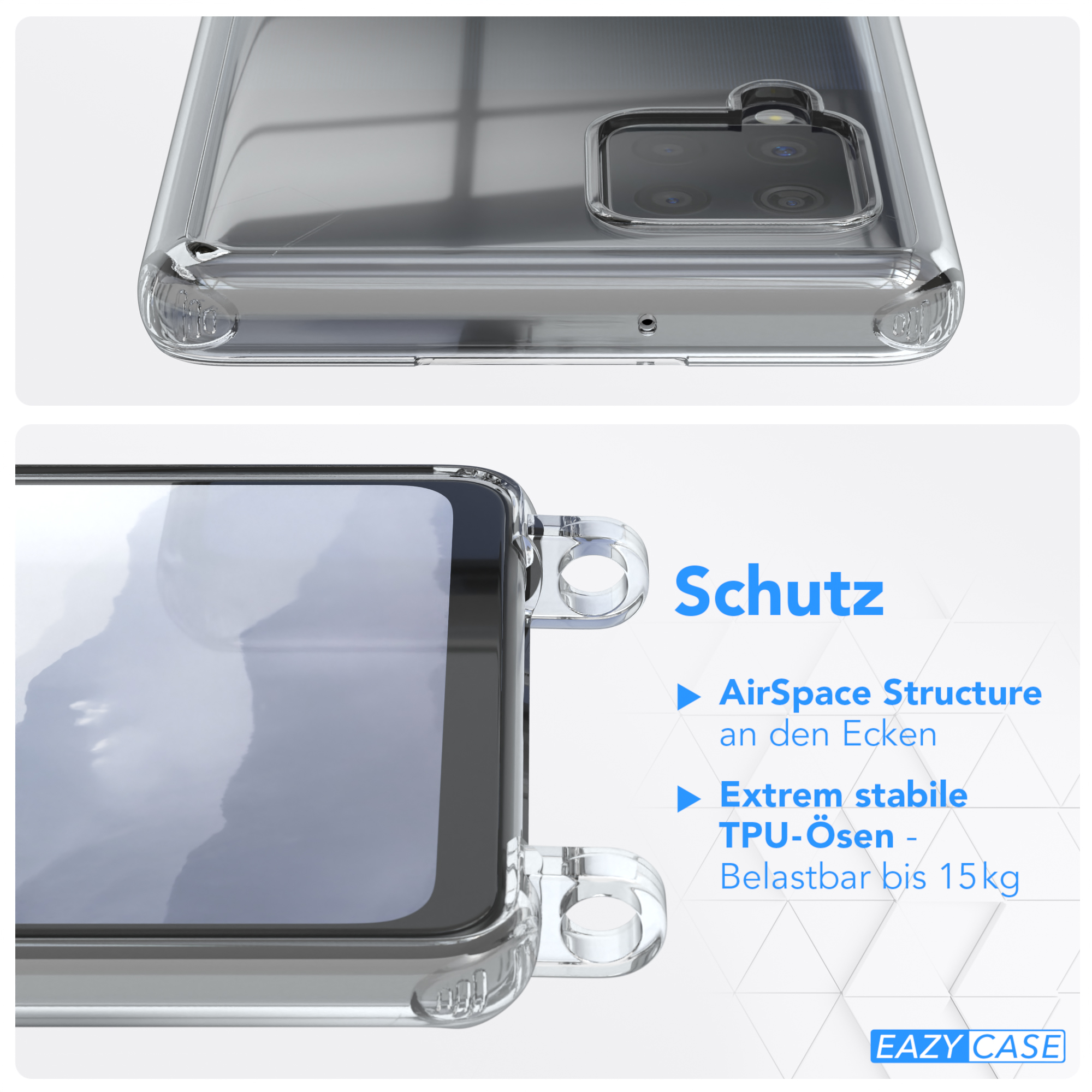EAZY CASE Clear Cover mit 5G, Galaxy Blau A42 Umhängetasche, Samsung, Umhängeband