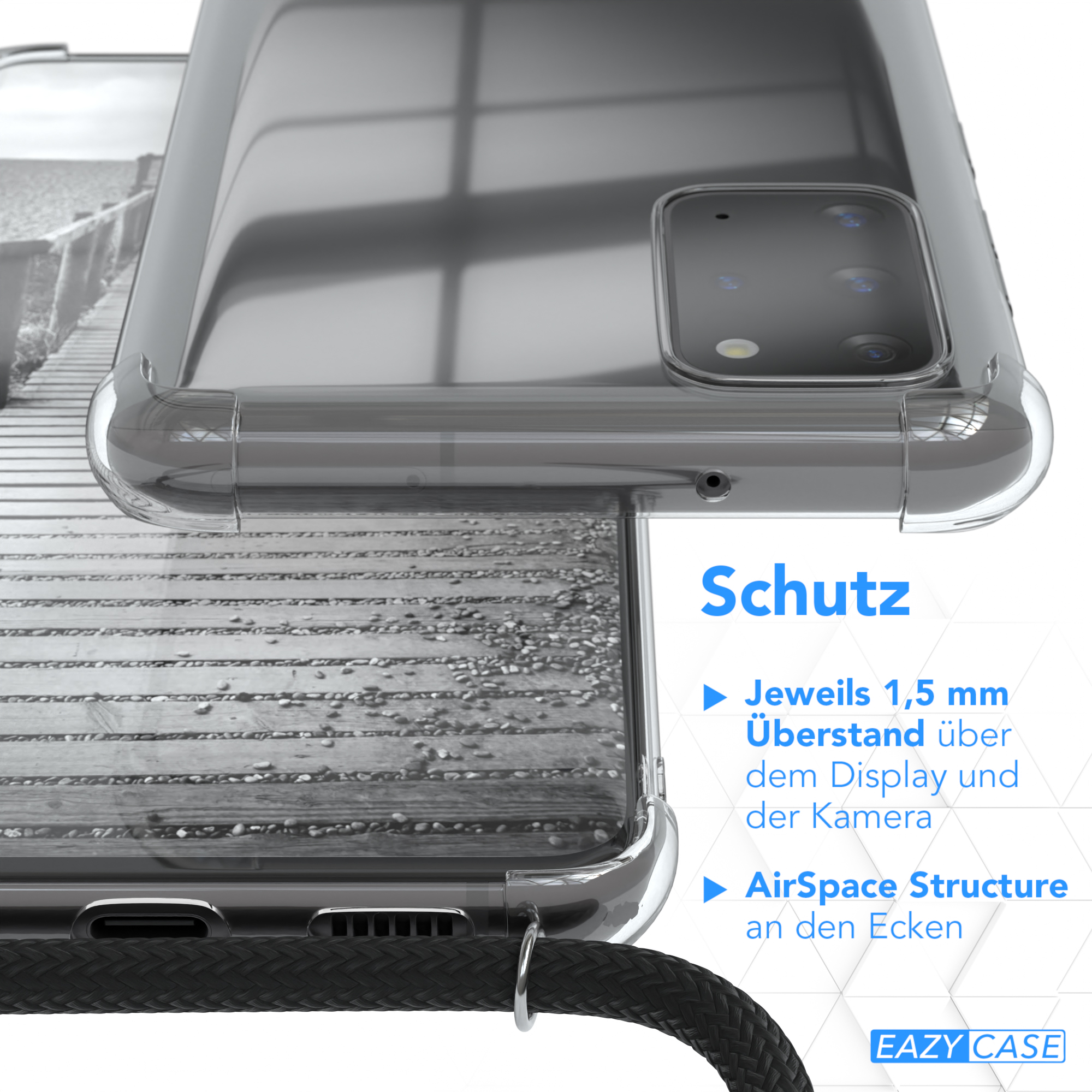 Cover Clips Umhängetasche, S20 Samsung, Schwarz Clear Plus EAZY Plus Umhängeband, / CASE mit S20 5G, / Galaxy Rosé