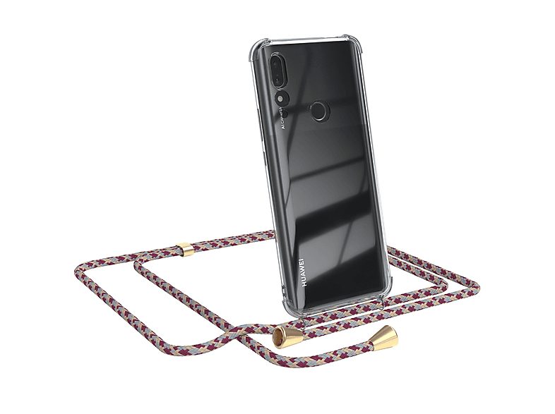 Rot Clips Prime / / Y9 Smart Camouflage Cover mit Umhängetasche, Clear Z Huawei, CASE P Gold Umhängeband, EAZY (2019), Beige