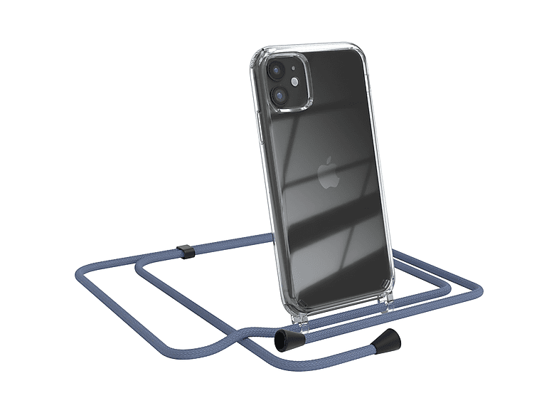 EAZY CASE Clear Cover mit Umhängeband, Umhängetasche, Apple, iPhone 11, Blau