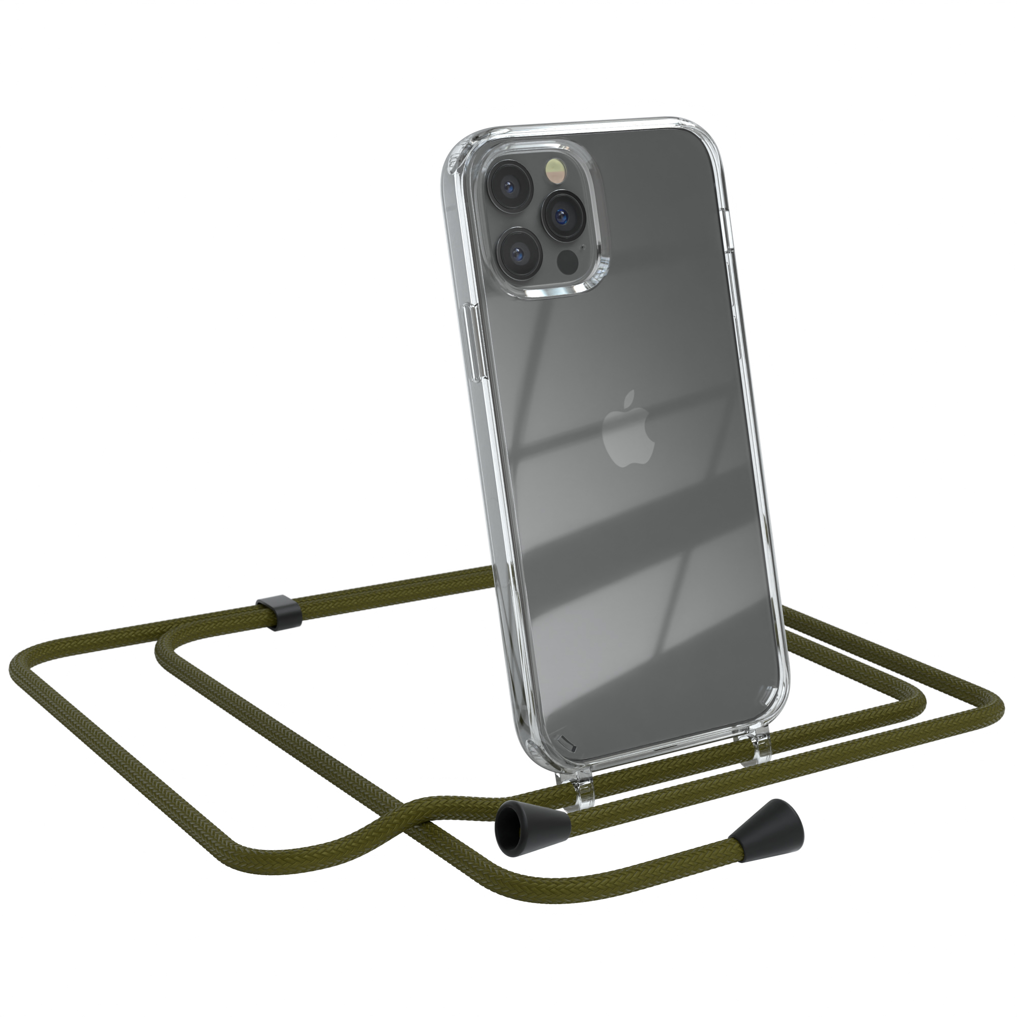 EAZY CASE Clear Umhängeband, iPhone Olive Umhängetasche, mit Apple, Cover / Pro, Grün 12 12