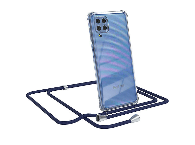 EAZY CASE Clear Cover / mit M22 Galaxy Samsung, Umhängeband, A22 Silber 4G, M32 / / Blau Clips Umhängetasche