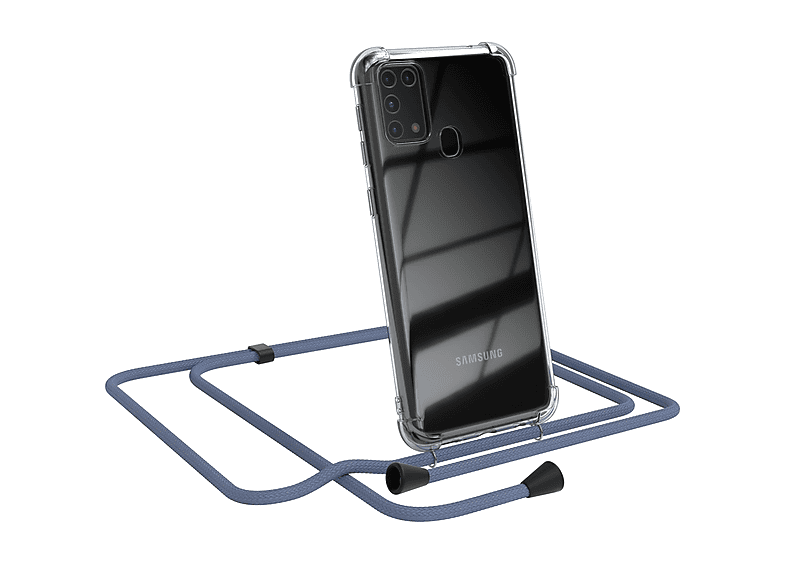 EAZY CASE Clear Cover mit Samsung, M31, Galaxy Umhängeband, Blau Umhängetasche