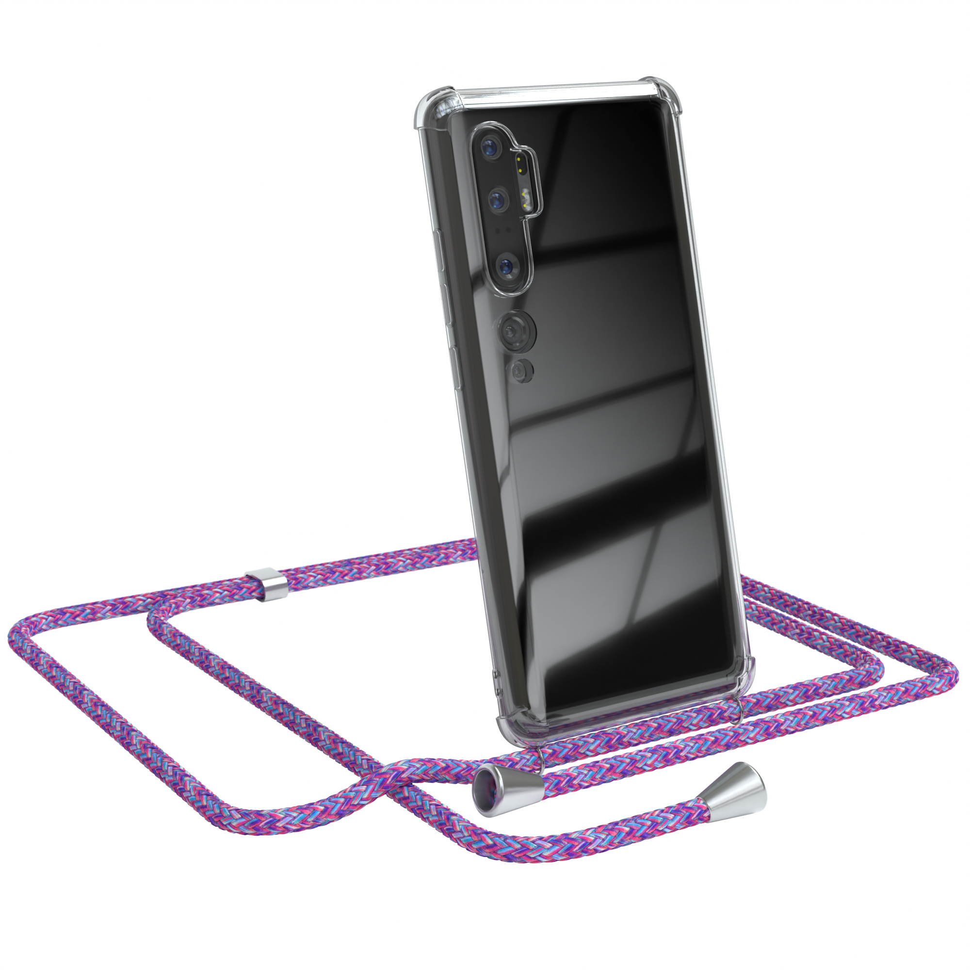 EAZY CASE Clear Umhängeband, Pro, Clips / Cover Mi Xiaomi, mit 10 Silber Lila 10 Note Umhängetasche, Note Mi 