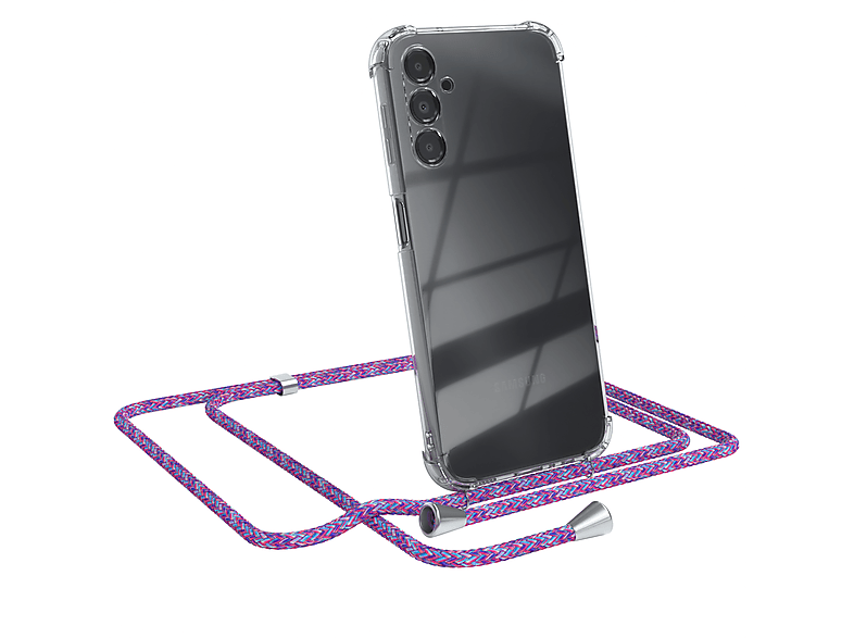 Clear 5G, Umhängetasche, A14 CASE Lila EAZY mit Umhängeband, Samsung, / Cover Galaxy Silber Clips