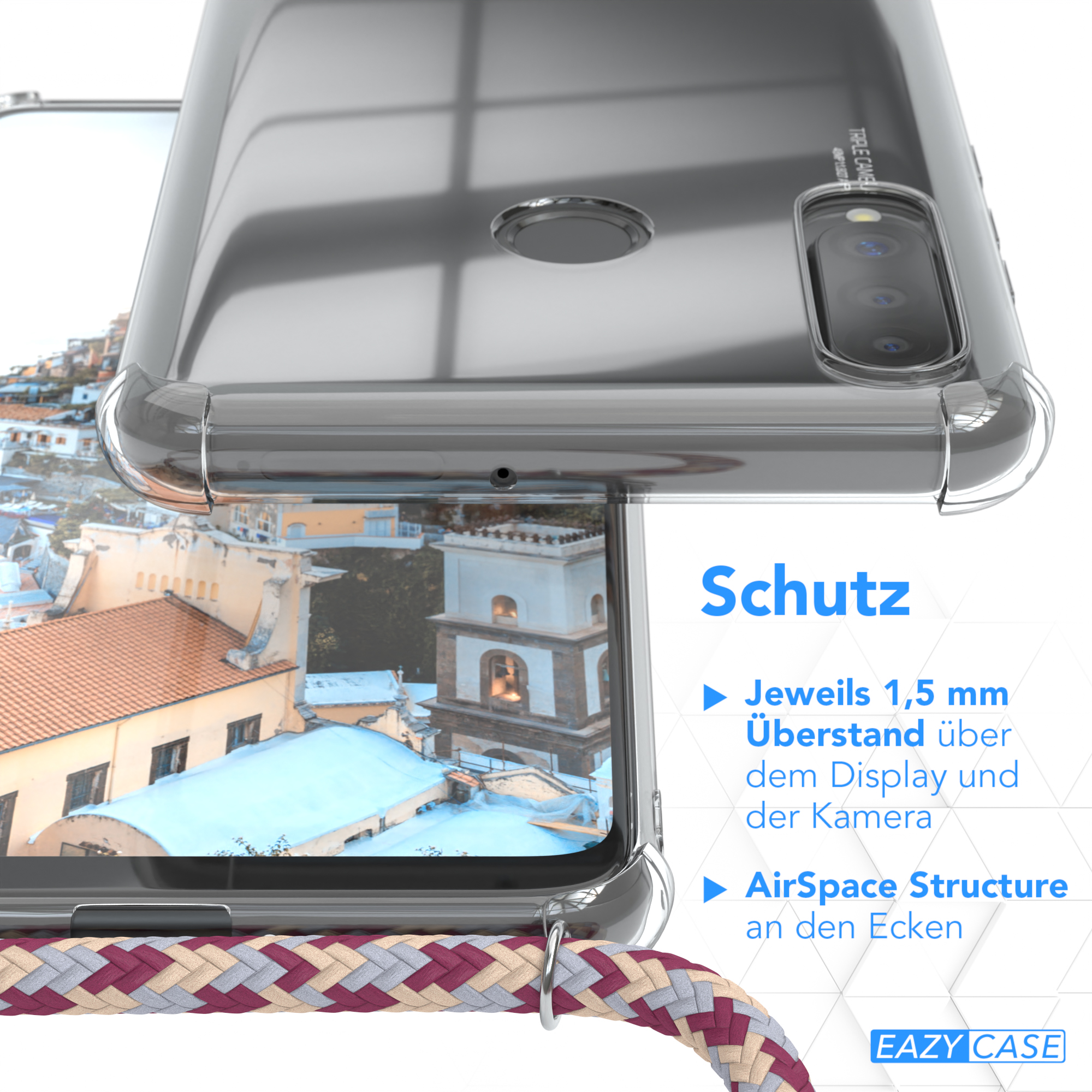 Nahaufnahme einer Handyhülle, die Schutzdetails zeigt.