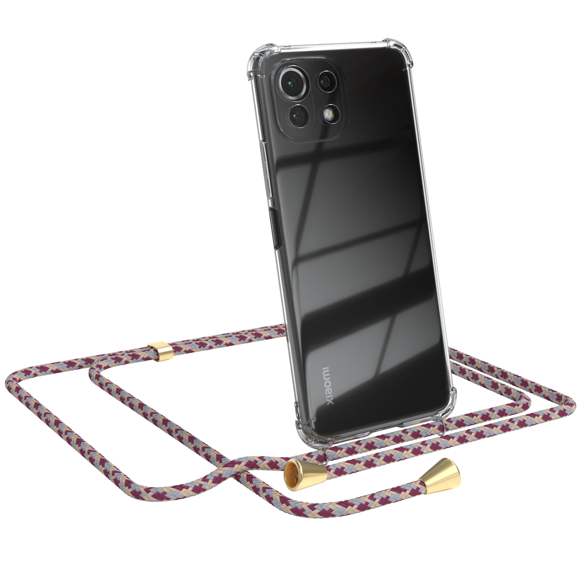 CASE Rot / / Umhängeband, 5G Gold Clear Beige Mi Lite Xiaomi, / mit Camouflage 5G NE, Umhängetasche, 11 Lite Cover EAZY 11 Clips