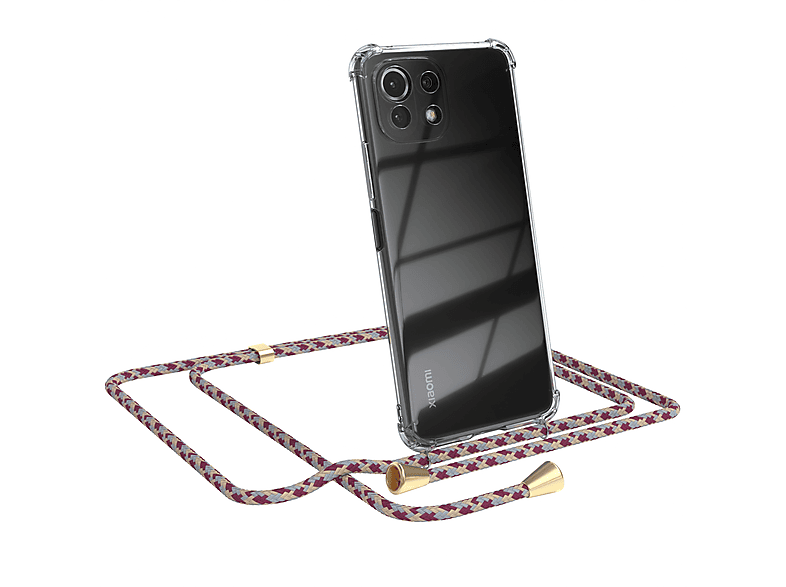 EAZY CASE Lite Mi / Clips mit Clear Xiaomi, NE, / Rot Lite Beige Umhängetasche, Camouflage Umhängeband, 5G Cover 11 / 11 5G Gold