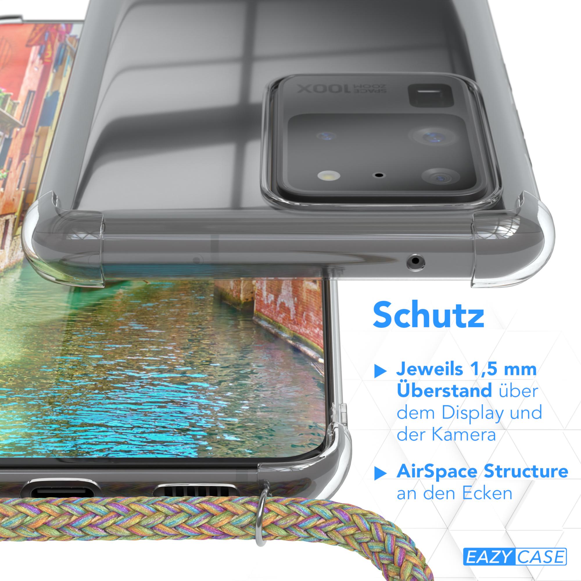 EAZY CASE Clear Cover Umhängetasche, mit Umhängeband, 5G, Ultra Gold S20 / Bunt Galaxy / Samsung, Clips Ultra S20