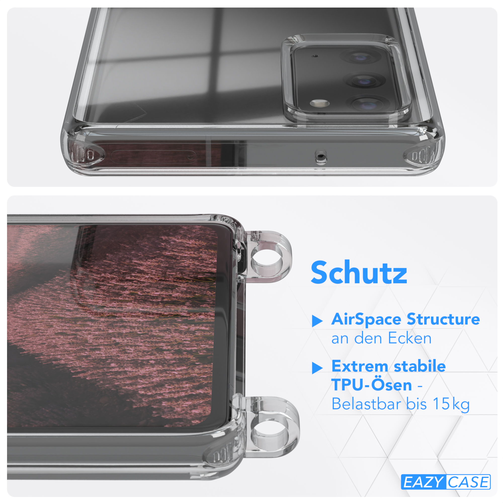 EAZY CASE Clear Samsung, Umhängetasche, mit Cover 5G, 20 20 Altrosa Uni Umhängeband, Note Note / Galaxy
