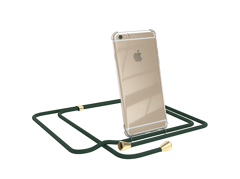 Umhängeband, Apple, / Clear 6 Umhängetasche, / iPhone Clips Grün CASE EAZY mit Cover 6S, Gold