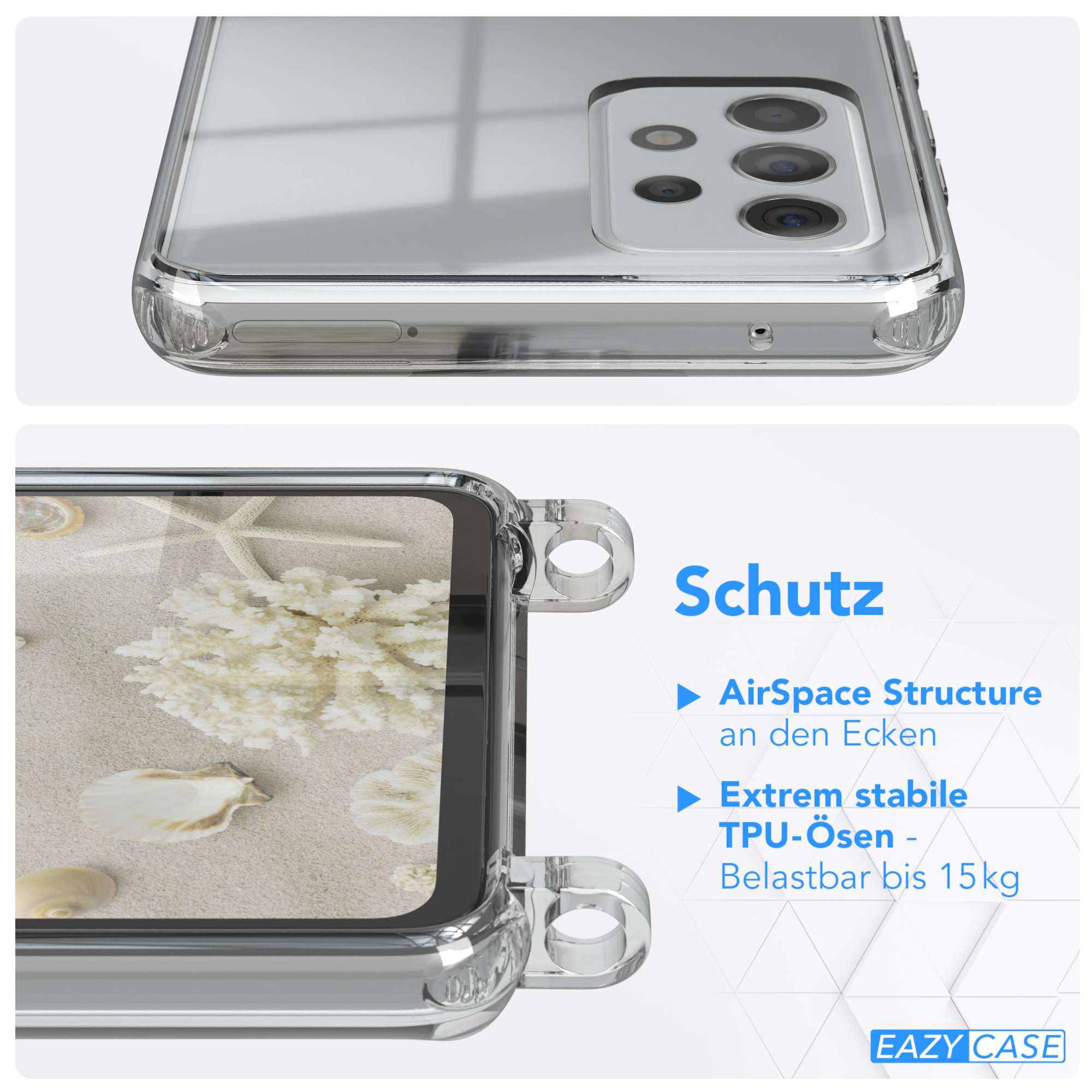 EAZY CASE Clear Cover / Taupe A52 Galaxy Samsung, A52s 5G Umhängetasche, mit A52 5G, / Camouflage Umhängeband