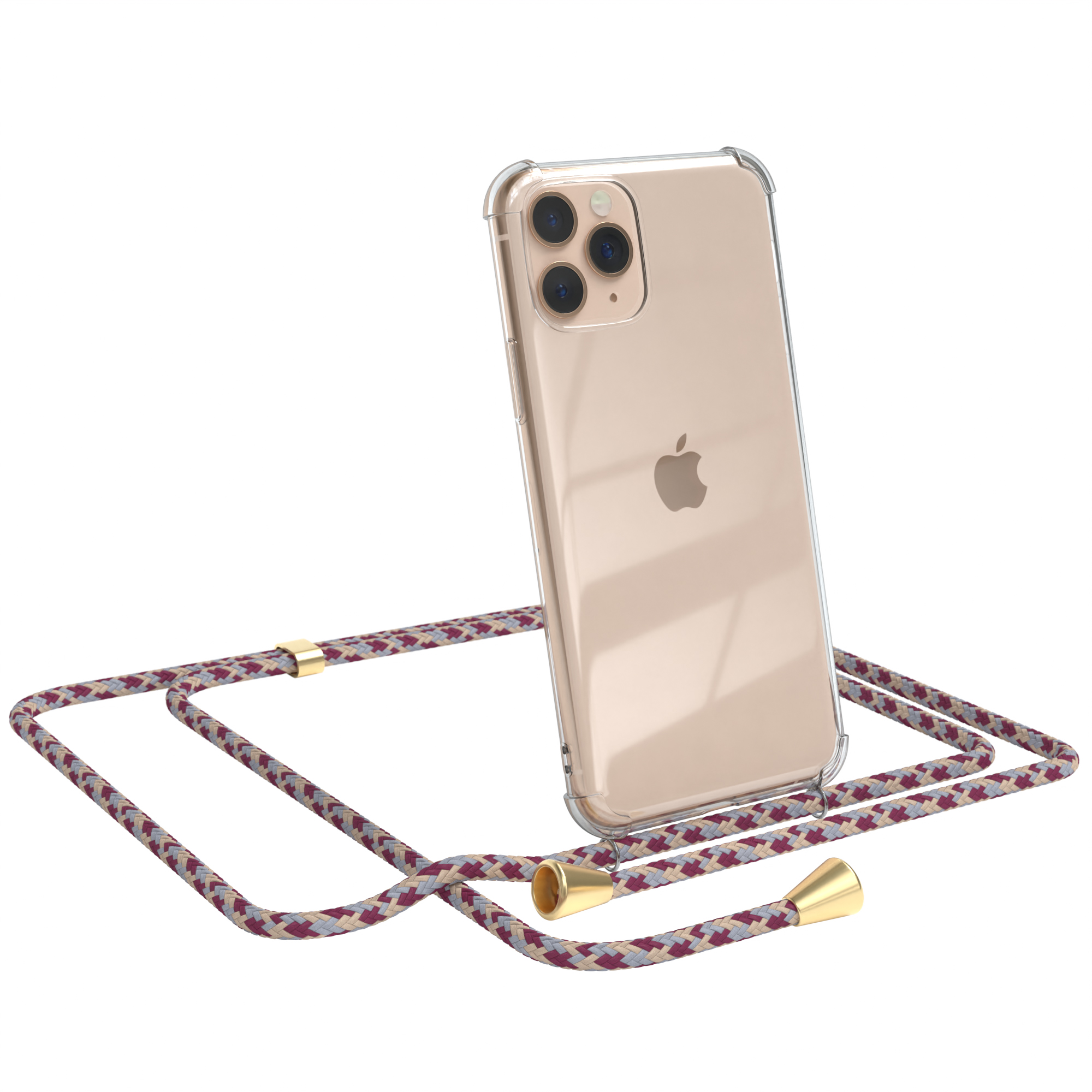 Umhängetasche, Pro, Cover CASE Clear Clips Umhängeband, iPhone Beige Apple, / Camouflage Gold EAZY 11 mit Rot