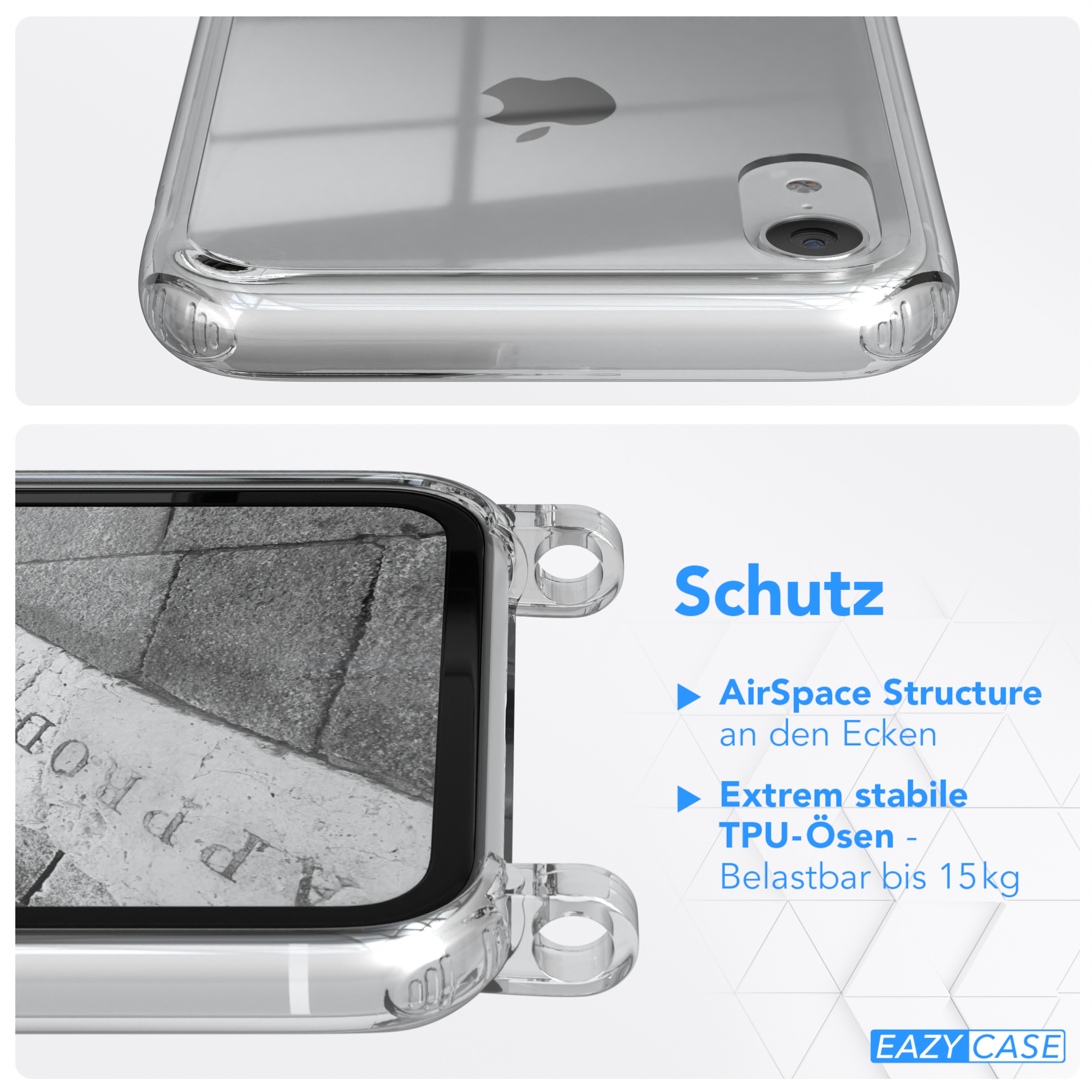EAZY CASE Hellgrau Cover Clear Apple, Umhängeband, Umhängetasche, iPhone Weiß XR, mit