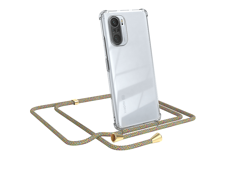 EAZY CASE Clear Cover mit Umhängeband, Umhängetasche, Xiaomi, Mi 11i, Bunt / Clips Gold