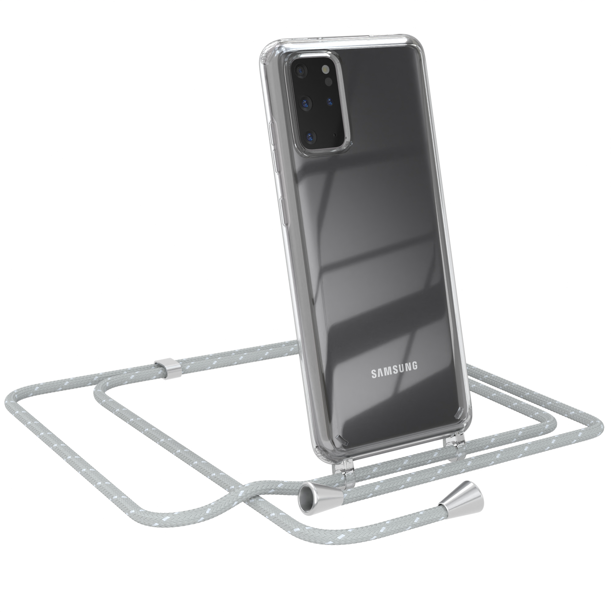 EAZY CASE Clear Cover mit Plus Hellgrau S20 Galaxy Weiß 5G, S20 Umhängeband, Samsung, Umhängetasche, / Plus