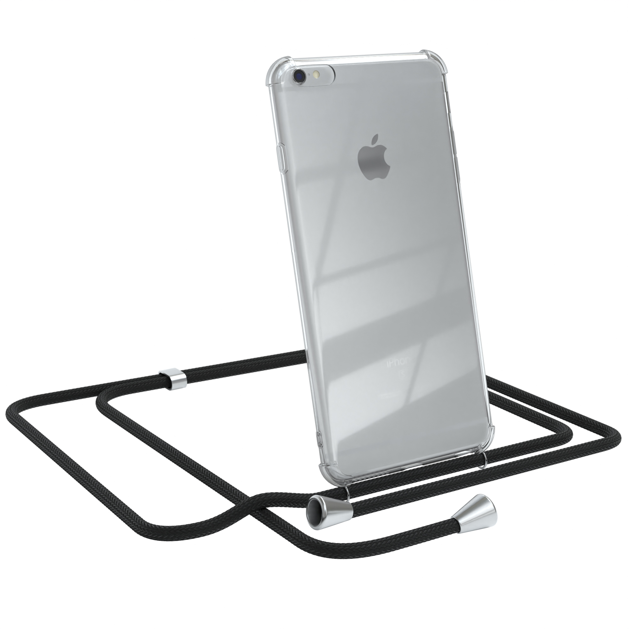 EAZY CASE Clear Plus, Clips / Silber Plus iPhone 6S Umhängetasche, Umhängeband, / Schwarz 6 Apple, Cover mit