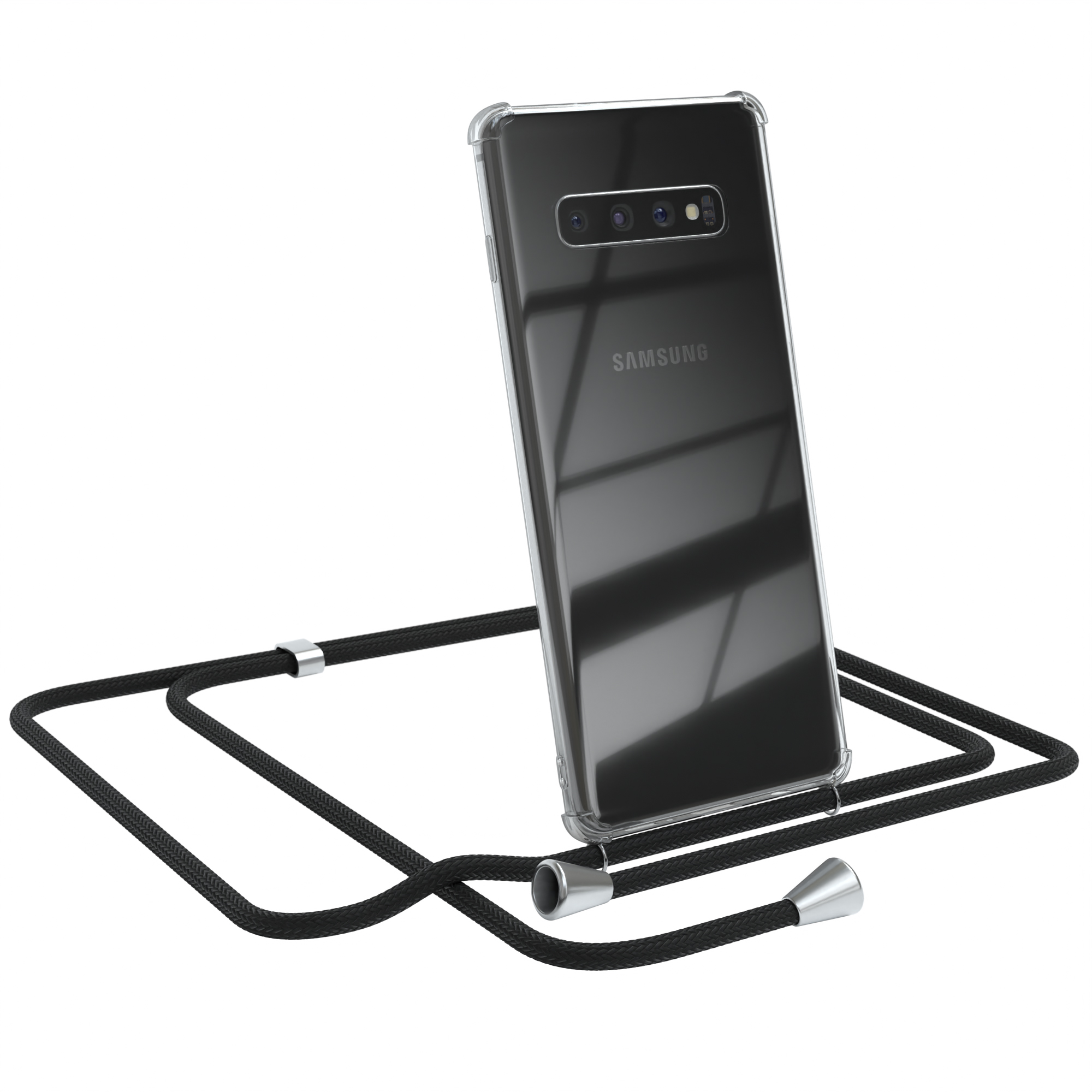 / S10 Silber Cover Schwarz Clear Umhängetasche, Plus, mit Samsung, Clips CASE Galaxy EAZY Umhängeband,