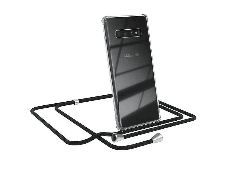 Silber Samsung, Umhängetasche, CASE S10 Cover Clips Schwarz Umhängeband, mit Plus, Galaxy / Clear EAZY