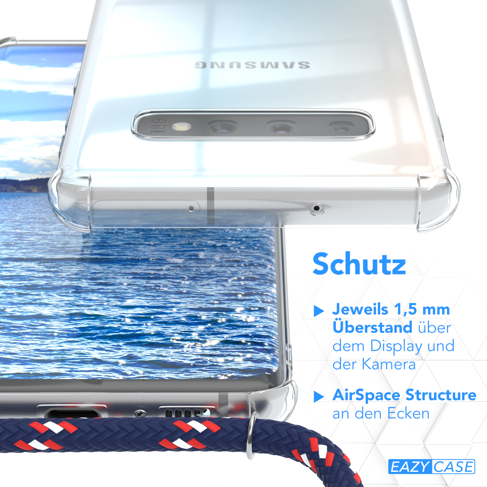 Nahaufnahme einer Handyhülle mit Telefon und Text.