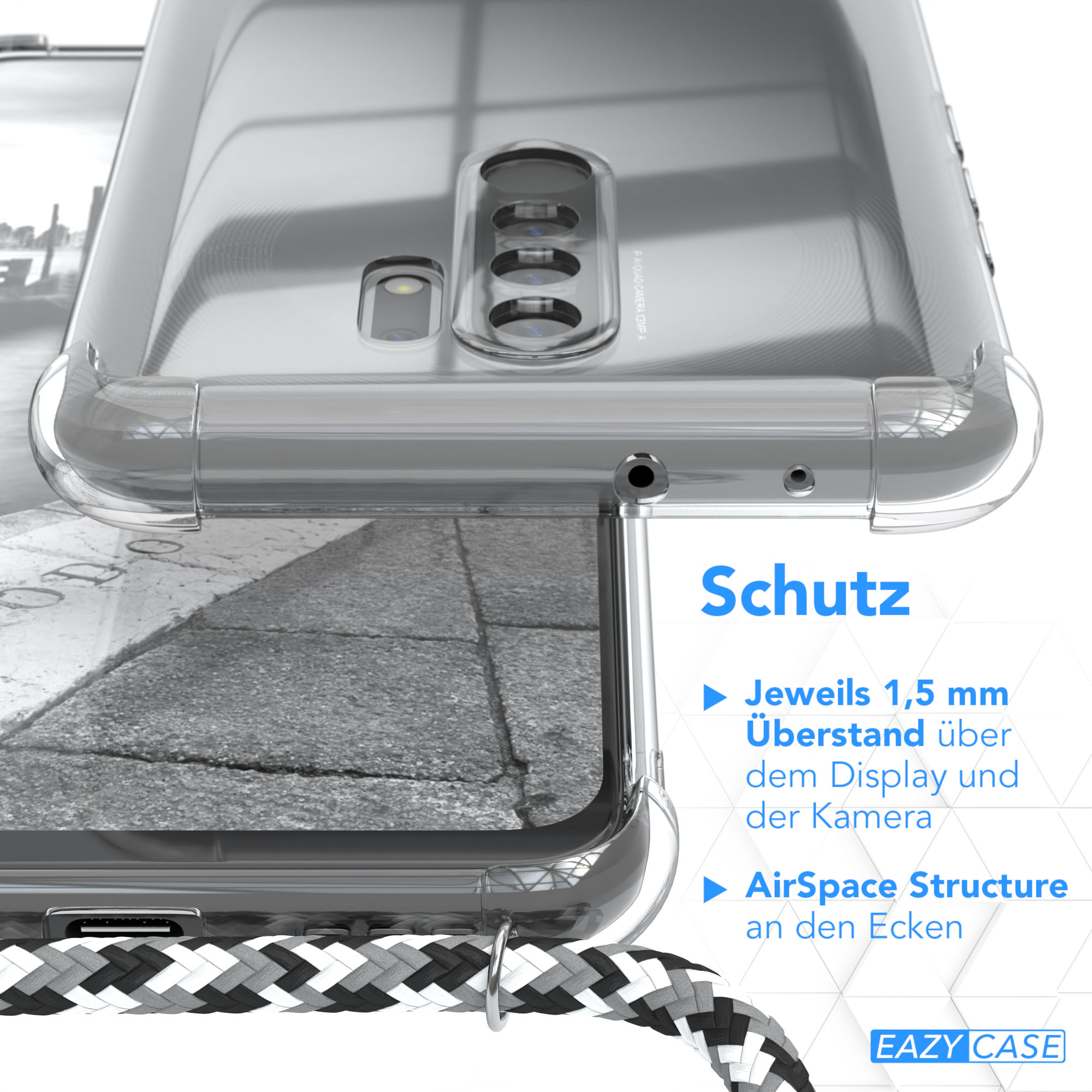 Eine Handyhülle mit klarem Design, zeigt Schutzfunktionen.