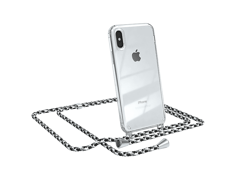 XS Silber CASE Apple, Clips mit Umhängeband, Camouflage iPhone Schwarz Umhängetasche, Cover Max, Clear / EAZY