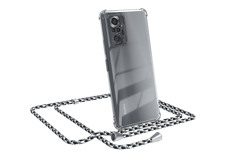 10 / Clips EAZY Umhängeband, mit Redmi Cover Umhängetasche, Xiaomi, Camouflage Note Silber Schwarz CASE Clear Pro,