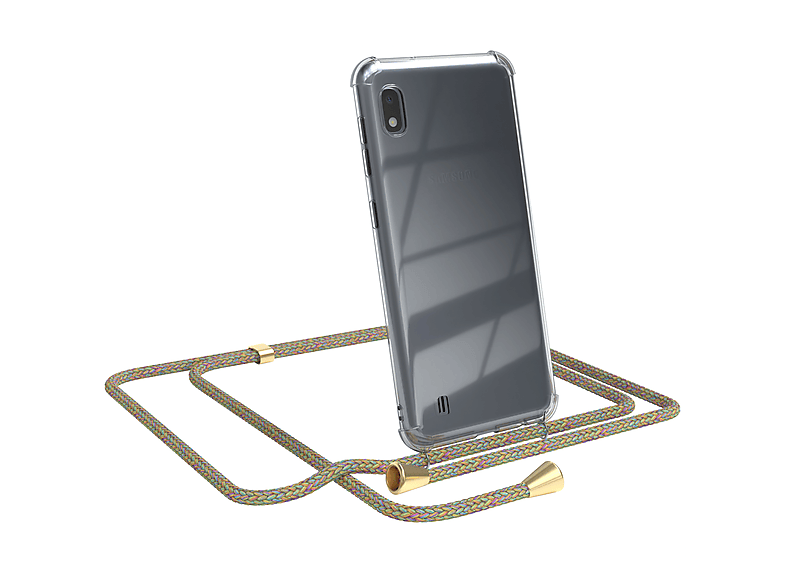 EAZY CASE Bunt mit / Umhängeband, Clear A10, Galaxy Clips Cover Umhängetasche, Gold Samsung