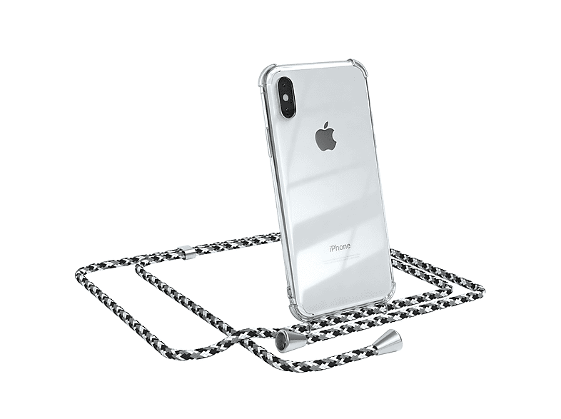 EAZY CASE Schwarz mit iPhone Apple, Umhängeband, / / X Clips Clear Camouflage Umhängetasche, XS, Cover Silber