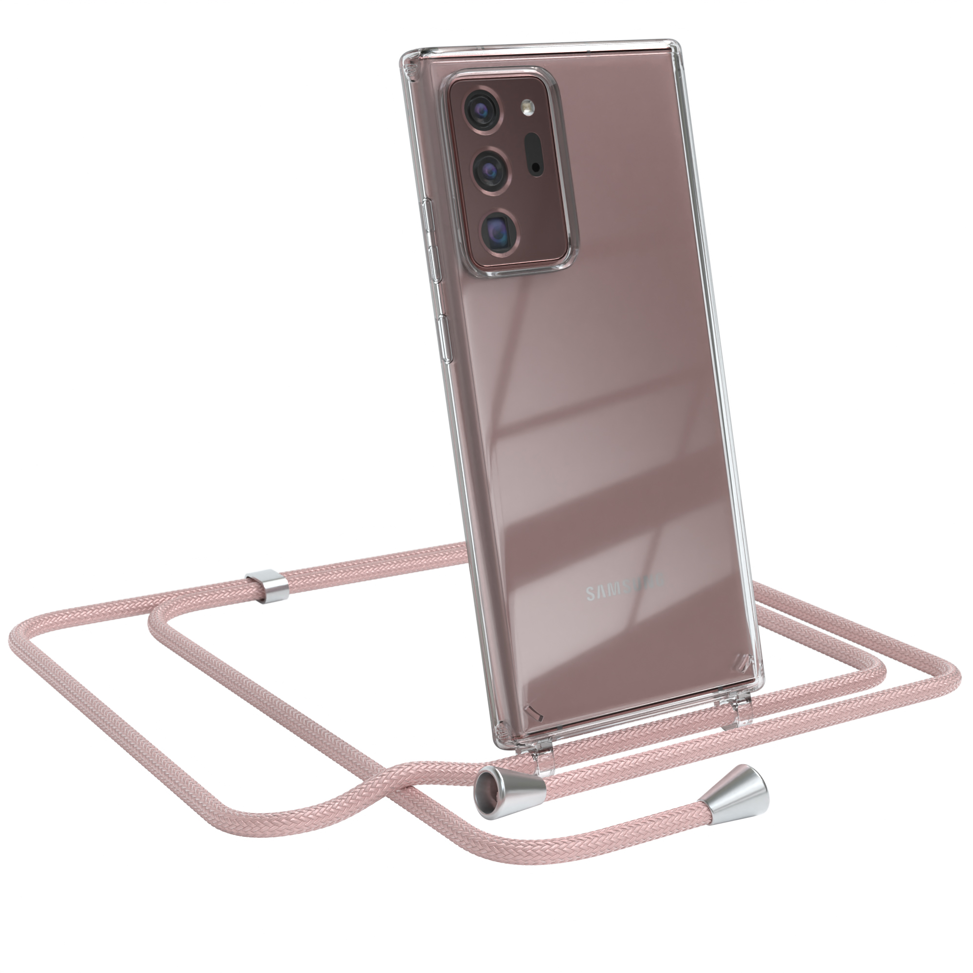 EAZY CASE Clear Cover 5G, Note Samsung, Galaxy / Note mit 20 Ultra Rosé 20 Silber / Umhängeband, Ultra Clips Umhängetasche