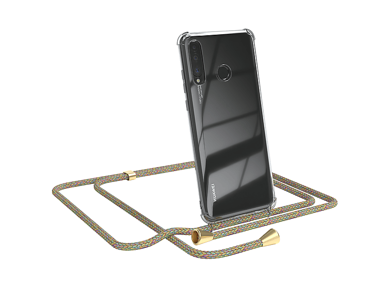 EAZY CASE Clear Cover mit Umhängetasche, Lite, Gold / P30 Huawei, Umhängeband, Bunt Clips