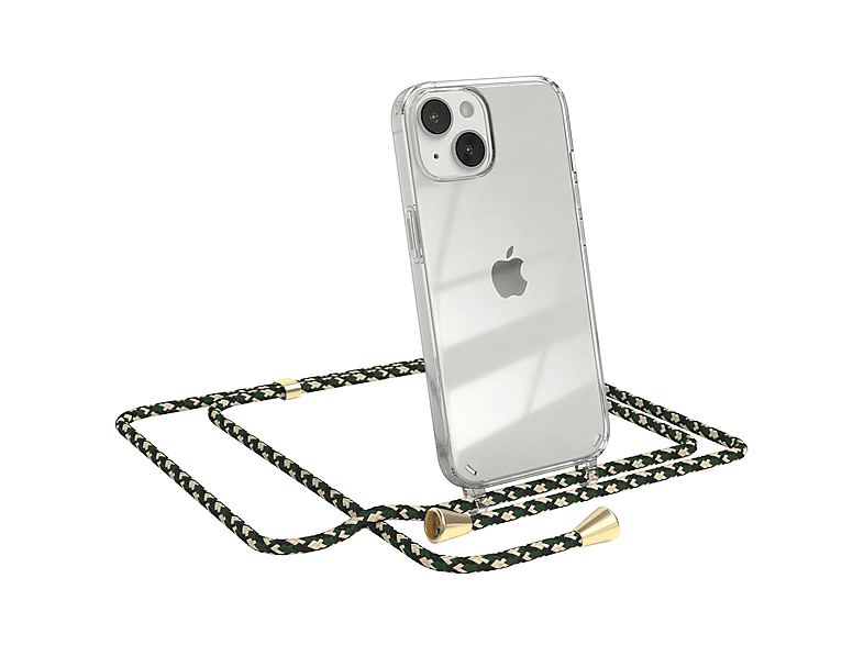 Clips Cover Camouflage Umhängetasche, / Apple, mit Grün Clear Gold Umhängeband, 14, iPhone EAZY CASE