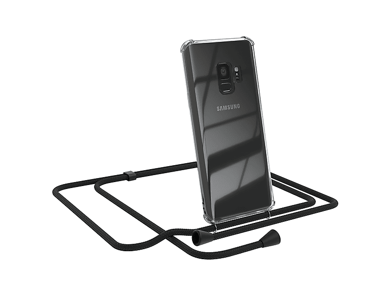 EAZY CASE Clear Cover mit Schwarz S9, Umhängetasche, Galaxy Umhängeband, Samsung